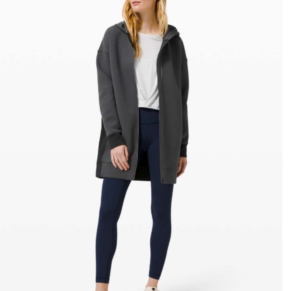 Lululemon In Orbit Graphite Grey Black Full Zip Oversized Jacket Size 10 EUC